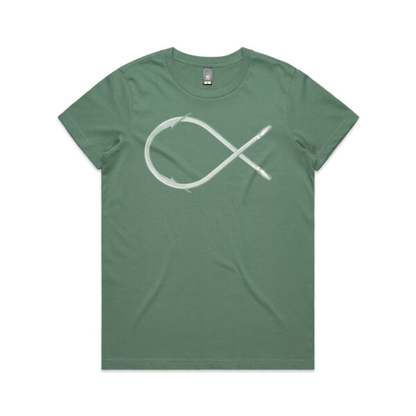 Fish / Hooks – Women’s Tee (white print) Thumbnail